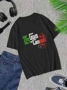 Camiseta con frase de El Padrino - Deja la pistola, toma el cannoli - Camiseta para hombre y mujer inspirada en la mafia - Camiseta clásica negra de manga corta - Diseño gráfico genial - Ropa de la mafia italiana - Negro - Ver 1