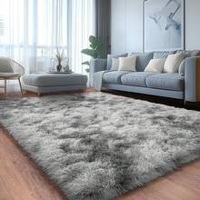1pc Ultra-Soft, Comfortable And Fluffy Living Room Carpet, Bedroom Indoor Carpet, Fluffy Faux Fur Carpet, Home Decoration, Which Can Be Used In Bedrooms, Living Rooms, Corridors And Other Indoor Areas. - Tie-dyed Light Grey - 查看 5