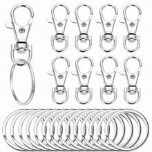 30/50pcs Metal Lobster Clasp With Key Chain, Key Ring Accessory Kit For DIY Craft Metal Key Chain Hook, Keychain With Lobster Claw Clasp - Keychain+Flat Ring - View 7