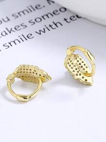925 Sterling Silver Leaf Double Ring Earrings With Zirconia Setting Design, Synthetic Cubic Zirconium Oxide, Shining Luxurious Women's Sterling Silver Jewelry, Suitable For Women To Wear And Match On Many Occasions, Elegant Jewelry For Giving As Gifts At Festivals And Parties