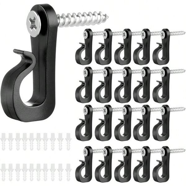 10pcs Lamp Hooks, Plant Hanging Hooks, Christmas Lights Hooks With Screws, Indoor Outdoor Light Clip Hangers For Hanging String Lights, Fairy Lights, Yard Lamps, Suitable For Christmas, Halloween, Thanksgiving, Wedding Decoration