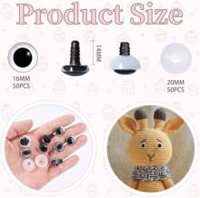 MUCUNNIA 100PCS 12mm Moon Safety Eyes For Crocheting With Washers Clear Safety Eyes For Amigurumi 3D Moon Crochet Eyes Doll Eyes For Animals Teddy Bear Crochet Toy