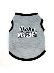 8 piezas Trajes de verano lindos para mascotas, chaleco tejido de poliéster transpirable, camiseta delgada con estampado de letras, adecuado para perros y gatos medianos y pequeños - Multicolor - Ver 10