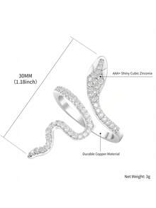 Adjustable Sparkling Crystal Snake Ring – Elegant Open Coil Design With Dazzling Cubic Zirconia Stones, Chic Serpent Shape That Wraps Around The Finger, Comfortable & Flexible Fit For Various Finger Sizes, Adds Mystique & Glamour To Any Outfit, Perfect For Everyday Wear, Parties, Special Occasions & Fashion Events – Ideal Gift For Women & Teen Girls Who Appreciate Unique Jewelry - 彩色 - 查看 9