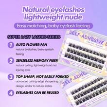 [33Pcs]GENIELASH Swallow Glue Free False Eyelash | Self-Adhesive Eyelash | No Glue Eyelash Lash