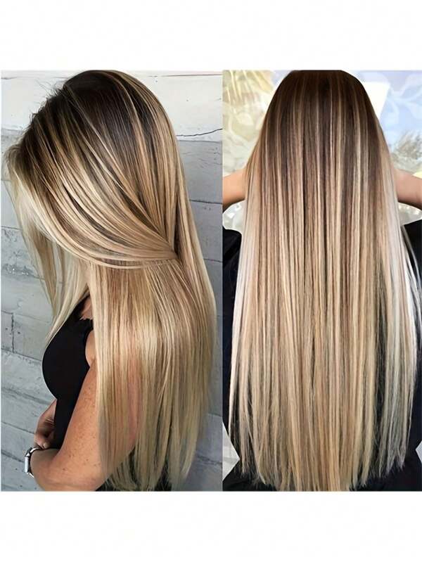 Peluca frontal con encaje resistente al calor de fibra sintética importada de Japón con cabello de bebé, de 26 pulgadas, cabello negro largo y liso, de uso diario, de alta calidad, con aspecto natural, suave y apta para principiantes, para mujeres