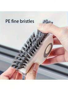 2-In-1 Window Track Cleaning Brush - Detachable Squeegee For Door And Window Frames And Thresholds, Glass Corner Cleaner And Plastic Sill Groove Tool