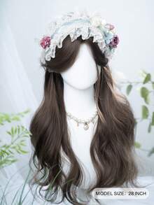 alicegarden 1顶合成耐热长卷发假发，带刘海，棕色，长度28英寸，自然逼真。（不含配件） - 棕色 - 查看 2