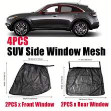 2/4 pièces Filet pare-soleil de voiture, rideau de protection UV pour fenêtre de SUV, filet pare-soleil automatique pour l'avant/l'arrière, moustiquaire de voiture, filet pare-soleil, écran anti-insectes de voiture, rideaux de fenêtre de voiture, maille pour les voyages et l'utilisation à la maison