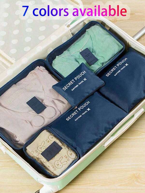 6 Stück kleines Set, Buchstaben-Grafik wasserdichte Reise-Aufbewahrungstasche, Reise-Aufbewahrungstaschen-Sets, Packwürfel-Set, Reise-Gepäckorganizer, Koffer-Aufbewahrungstasche Reise-Zubehör, vielseitige leichte Aufbewahrungstasche, staubdichte Reisetasche, Reise-Aufbewahrungstaschen multifunktionale Kleidersortierung Pakete, Reise-Packkompressionsbeutel, für Zuhause und Reise-Essentials, Reisebeutel Urlaub Rückkehr zur Schule Schulsachen Studentenwohnheim Grundausstattung Uni