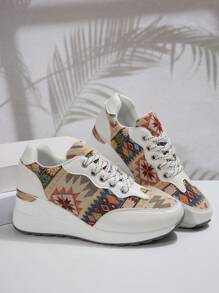 New Bohemian Outdoor Casual Shoes, Breathable Platform Wedges Sneakers For Plus Size Women, Spring & Autumn
