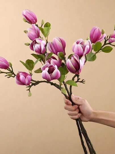 1/2/80朵逼真玉兰花，质感逼真，适用于家居、婚礼、花园装饰、订婚/生日/新娘礼物装饰、户外花园/庭院装饰、优雅的房间装饰