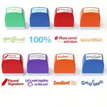 1 Set Of Reward Seals, Teacher Seals, Automatic Ink Incentive Color Sets, Work Grading Teacher Equipment, Storage Tray, Suitable For School Classrooms And Home Assistants, Color Seals - 1 cái - Xem 6
