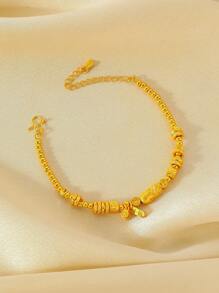 1pc Adjustable Size Fashionable, Versatile, Elegant, European & American Style Party Explosion Model Hollow Floral Chinese Style Antique Style Exquisite Car Flower Starry Sky Curved Pattern Cat Claw Colored Pearl Connected Sophisticated Changeable Classic Series Floral Exquisite Open Ring Open Big Atmosphere Chinese Style Pixiu Wealth-Keeping Braided Series Bracelet
