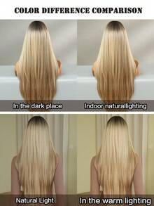 7JHH WIGS 34 Inch Extra Long Straight Ombre Blonde Wig With Bangs - Super Long Natural Layered Wigs With Dark Roots, High Quality Soft Synthetic Fiber Straight Hair Wig For Women Daily Wear, Festival Ready Party Use, Mother's Day Gifts & Graduation Gift - Beginners Glueless Wig Accessories - Tóc vàng ombre - Xem 7
