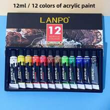 12/24/36 Farben Acrylfarben, Glas Malfarben Kunstbedarf reich an Farben und vielseitig zum Malen, 12 ml / 0,41 Unzen pro Tube, wasserbasierte Farbtube, geeignet für Leinwand, Holz und Basteleien - professionelle Künstlerbedarf, geeignet für Profis, Studenten und Erwachsene, Muss-haben für das neue Schuljahr, Einschulung, Schulmaterial