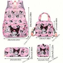Set de mochila, estuche de lápices, bolso de hombro y billetera con diseños de Hello Kitty y My Sweetie - Accesorios de viaje para el hogar y la pareja hechos de poliamida - Set de 3 piezas: correa ajustable, cierre con cremallera - Perfecto para viajes y regalos de cumpleaños o Navidad, apto para uso diario o como regalo perfecto