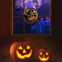 1 件万圣节家居装饰 2D 万圣节南瓜巫师木制圆形标志创意装饰 - 彩色 - 查看 4