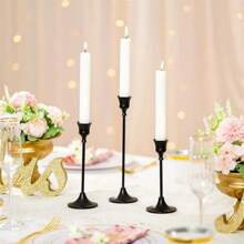 3 PiecesBlack Flared Candle Holders, Festive Decor For Weddings And Parties