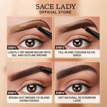SACE LADY 3D Eyebrow Gel Long Lasting 24 Hours Waterproof Smudge-Proof Brow Cream Makeup Kit (02 DARK BROWN, 0.2Fl Oz) - 深棕色 - 查看 7