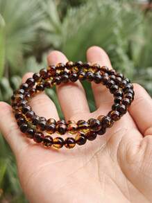 Natural Baltic Amber Beaded Layer Bracelet Or Necklace Million Years Gemstone Resin Fossilized Stone Indie Fashion Accessorize For Couple Nature Stone Gift