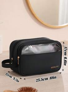 1Pc PU Transparent Toiletry Bag, Minimalism Waterproof Wash Bag With Zipper, Skin Friendly Solid Color Makeup Storage Bag, Portable Stylish Travel Toiletry Bag, Multi-Functional Cosmetic Bag, Large Capacity Clear Bag, Simple Cute Zipper Storage Bag Handheld, Beach Bag, Beach Tote Inner Bag, Gift For Summer, Anniversary, Valentine's Day, Vacation, Business Trip, Daily Use, Holiday, Back To School New Style In 2025.