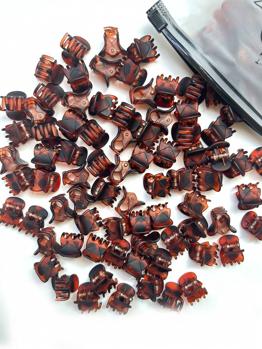 20 件/50 件哑光棕色迷你发夹，适用于女士发型装饰、发髻、刘海、强力抓握、多用途发夹时尚发饰美容爪夹休闲发夹秋冬度假装女士 - 磨砂棕 - 查看 1