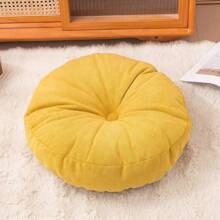 1 pieza Almohada redonda capitoneada de chenilla - Cojín grande para meditación para adultos, Tapete de yoga de poliéster brillante, Cojín para banco/silla de ventana, Uso multipropósito con bandeja para lectura