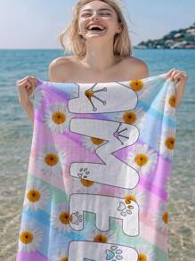 1pc Customized Beach Towel, Quick-Dry Swimming Towel, Soft Beach Towel, Fashionable Pool Towel, Customized Name, Strawberry, Watermelon, Floral, Cute, Fun, Beautiful Yoga Mat, Beach Accessories, Perfect Mothers Day, Birthday, Children's Day, Father's Day, Graduation, Wedding, Housewarming Gift, Bathroom, Living Room, Bedroom, Home