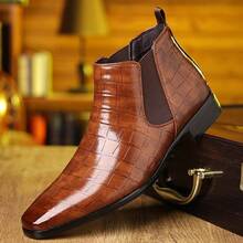 Men's Chelsea Boots, British Style Retro Square Toe Minimalist Business Formal Casual Short Boots - màu nâu - Xem 13