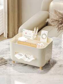 Cream Colored Tissue Box, Round Opening For Easy Tissue Pulling Without Ripping, Dual-Layer Storage, Small Footprint But Large Capacity, Thicker Material For Durability, Also Can Be Used As Phone Stand, Waterproof And Anti-Humidity For Bathroom Use, Multifunctional Storage, Suitable For Living Room, Bedside, Holding Remote Controls, Tissue Boxes