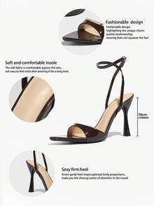 Women's High Heel Sandals, Suitable For All Seasons, Outdoor, Night Party, Fashion, Celebrity, High-End Banquet, Pointed Toe, Party, Holiday, Luxurious, Sexy PU Leather Mule Shoes With Ankle Strap, Comfortable Material, Elegant Coffee Brown,Stiletto Heels - Coffee Brown - View 7