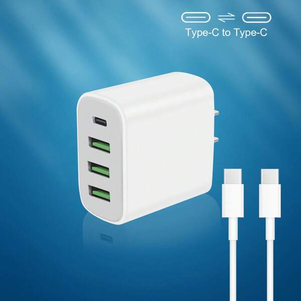 4-Port USB-C Wall Charger With Fast Charging Cube – Multi-Device Power Adapter For IPhone 16/15/14/13/12 Pro Max & More