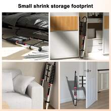 AutoFu Telescopic Ladder 5M/16.4FT Multi-Purpose Folding With Detachable Hooks, Stainless Steel Ladders 12 Adjustable Steps Extension Ladder, Extendable Resistant Foldable Ladder With EN131, Max Load 150kg - 5M/16.4FT Ladder - View 4