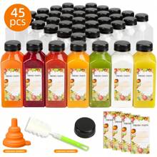 Superlele 12/36/45/56pcs 12/16oz Plastic Juice Bottles With Caps, Reusable Juicing Bottles, Clear Empty Containers For Drinks, Smoothies And Other Beverages