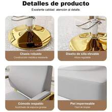 Silla Clasica Premium Barberia Estetica Giro 360° Neumatica Silla Clasica Premium Barberia Estetica Giro 360° Neumatica Sillon Barberia Estetica Peluqueria Neumatica Silla Barbero Forma De La Base Redonda Tipo ,Gris y dorado - Gris Oscuro - Ver 7