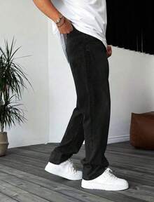 Men's Balloon Jeans/ Wide Leg Pants All Regular Fit Pocket Zipper Button - màu đen - Xem 4