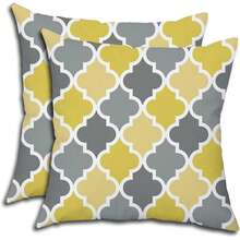 2件100%涤纶纤维枕套，抽象简约几何图案，波西米亚风格，适合装饰沙发、客厅、房间、户外露台和庭院。单面印花，不含枕芯（16英寸*16英寸、18英寸*18英寸、20英寸*20英寸）