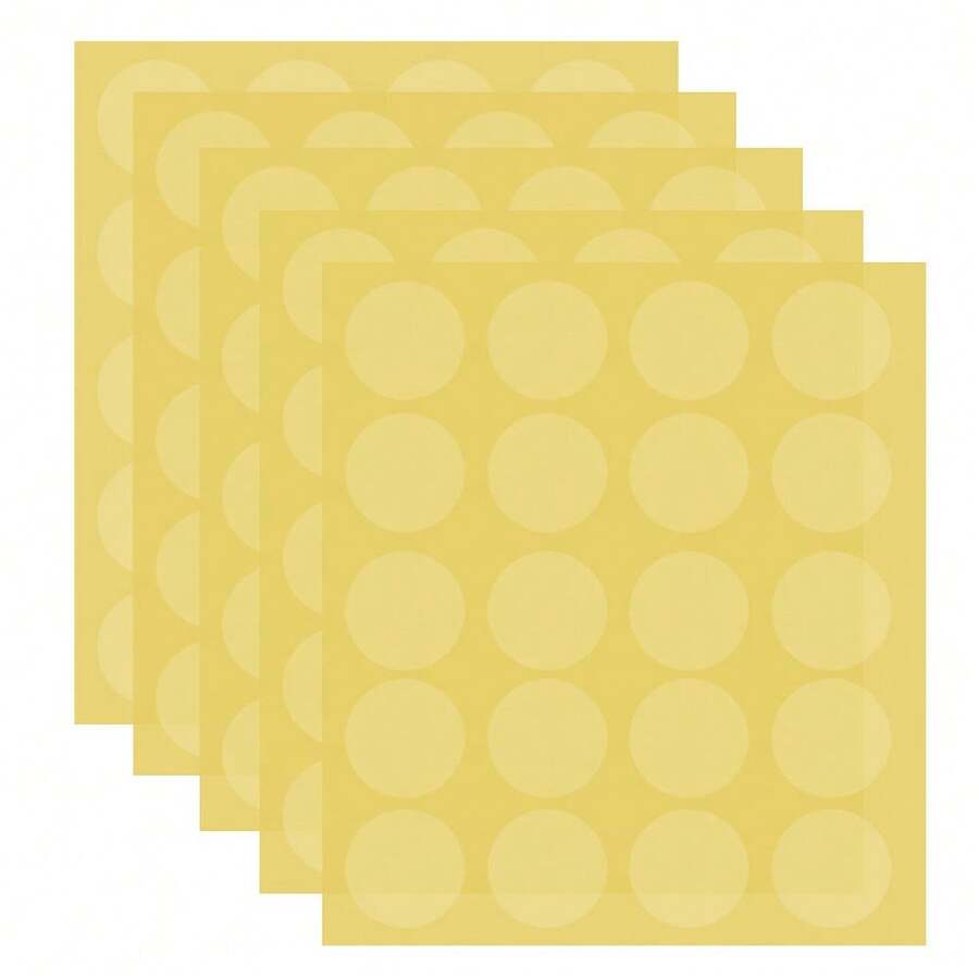 5Sheet(20X/Sheet) Sticker Decal Clear  Transparent DOT Round Label Waterproof Circular - Yellow - View 1