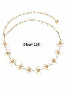 1pc Women Sexy Minimalist Smiling Face Retro Face Shape Waist Chain Body Chain, Suitable For Beach, Bikini, Outdoor Party, Belly Dancing