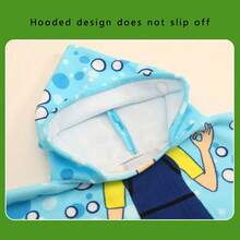 1pc Cartoon Kids Hooded Bath Towel, Made Of Polyester, Absorbent & Warm Bathrobe, Baby Beach/Surf Poncho, Unisex Children Swimming Robe, Classic Printed Design Series - Multicolor - View 10
