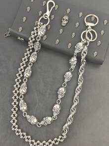 原创DIY骷髅裤链不锈钢圆珠组合机车链朋克男女奢华配饰