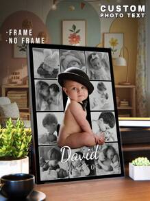 1pc Custom Photo Text Canvas Print Canvas Poster, Custom Name, Custom Text, Personalized Gift, New Baby Gift, Gift For Baby Girl, Gift For Baby Boy, New Parent Gift, Keepsake, Canvas Prints With Your Name On Custom Wall Art For Bedroom, Living Room, Wedding, Baby, Pet, Family, Love, Couple, Friend, Picture, Photo, Framed Wall Art,Christmas Gift,Best Friend,Family Gift,Birthday Gifts,Gift For Family/Friend Back To School