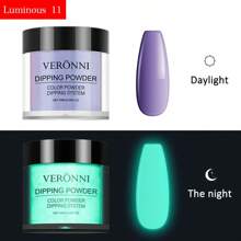 VERONNI 12 couleurs de poudre à tremper qui brillent dans le noir, avec un effet de dégradé rêveur, parfait pour les ongles de fête et le nail art DIY créatif