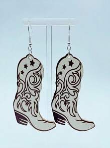 1 Set di orecchini pendenti con stelle dallo stile western cowboy, orecchini alla moda minimalisti con stampa personalizzata bifacciale