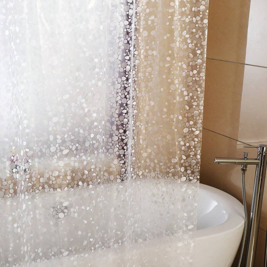 Half Translucent Pebble Shower Curtain, 12mil Thick Waterproof Mildew Resistant Bathroom Curtain, 3D Textured Tub Shower Liner, Room Divider, Water & Oil Proof
