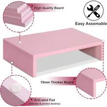 Pink Monitor Stand Riser,  Wood Monitor Riser With Storage For Desk Small Monitor Stand TV/Screen/PC/Laptop Riser Computer Stand Desktop Shelf (Pink-14. 2 Inch) - Multicolor - View 7