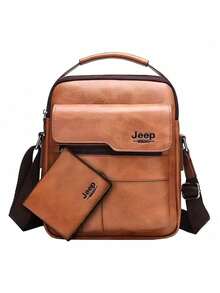 AUXOM Kit Bolsa Tiracolo Masculina Em Couro Bolsa Retrô Bolsa Carteira