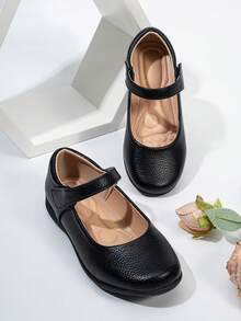 Comfortable, Breathable, Non-Slip Children Girls' Flat Shoes With Wave Design Suitable For School, Performances - Black - View 3