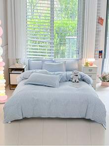 4pcs/Set Bedding Set, Dormitory/Bedroom Use, Double-Sided Printed Design, 1pc Duvet Cover + 1pc Bedsheet + 2pcs Pillowcases, Warm, Soft, Skin-Friendly, Fade-Resistant, Antibacterial